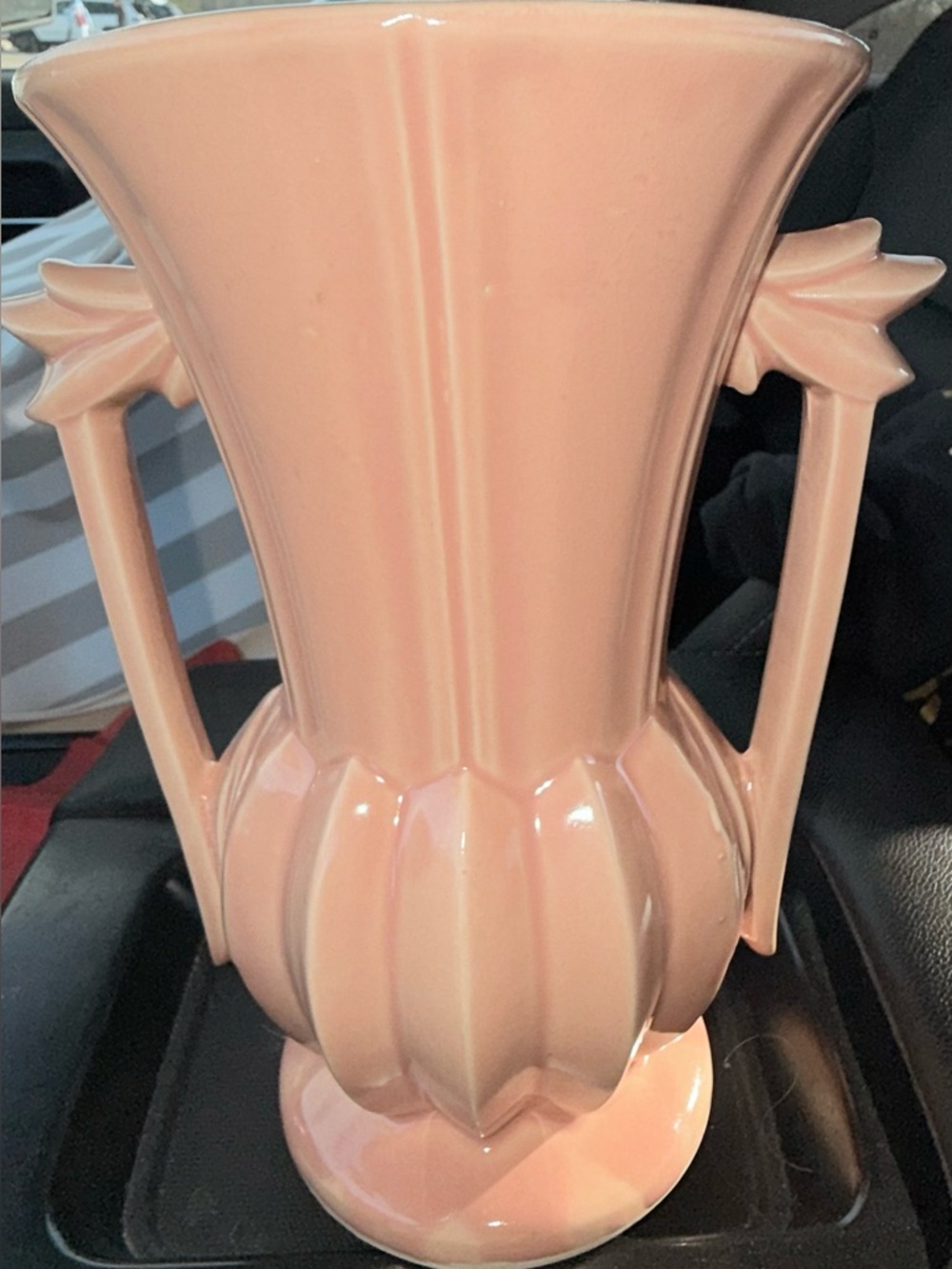 McCoy Peach Ceramic Decorative Vase 9”